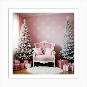 Pink Christmas Room 2 Art Print