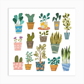 Cactus House plants Art Print