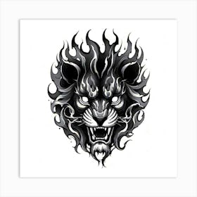 Lion Head Tattoo 10 Art Print