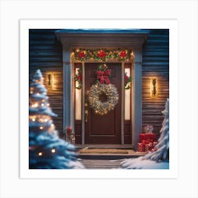 Christmas Decoration On Home Door Haze Ultra Detailed Film Photography Light Leaks Larry Bud Me (4) Art Print