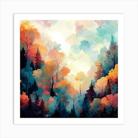 Autumn Watercolor Art Print