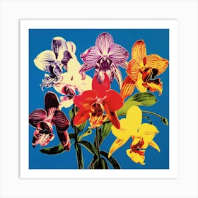 Andy Warhol Style Pop Art Flowers Monkey Orchid 1 Square Art Print