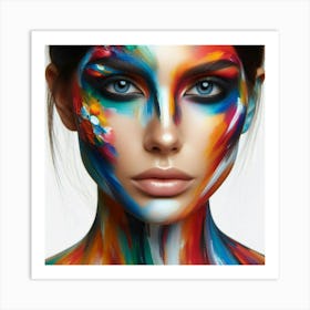 Colorful Girl With Painted Face Art Print