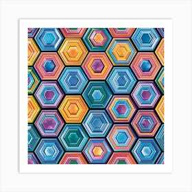 Seamless Pattern Of Abstract Hexagonal Patterns 2 Art Print