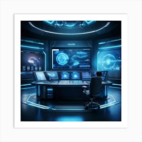 Futuristic Control Room Art Print