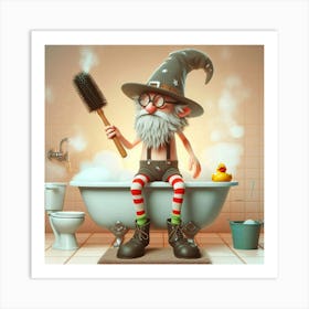 Wizard In The Bath 3 Art Print