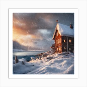 House In The Snow Art Print