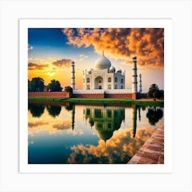 Sunrise At Taj Mahal Art Print