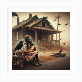 Girl In A Gas Mask Art Print