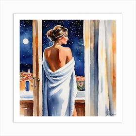 Woman In A Bathrobe 1 Art Print