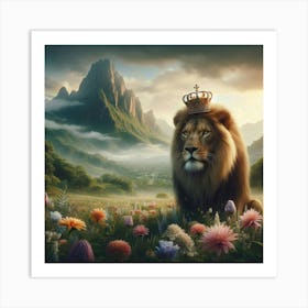 Lion In The Meadow 4 Art Print