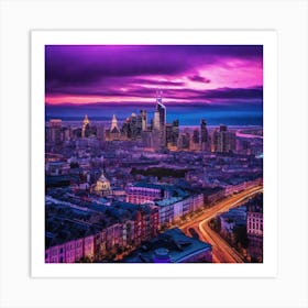 Cityscape At Dusk 2 Art Print