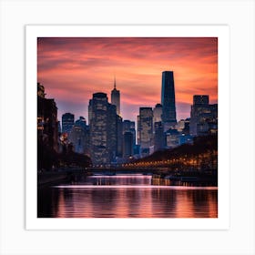 Sunset In New York City Art Print