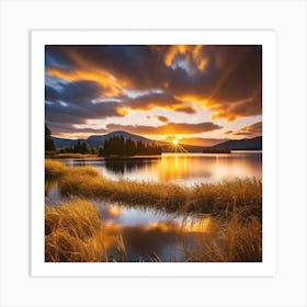 Sunset Over Lake 5 Art Print