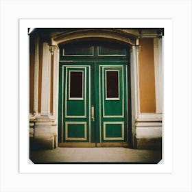 Green double doors Art Print