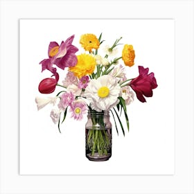 Daffodils In Mason Jar Art Print