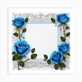 Blue Roses Frame 4 Art Print