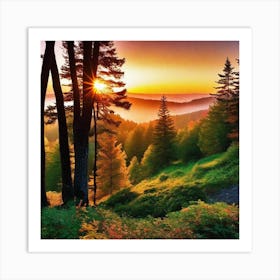 Sunrise In The Forest 17 Art Print