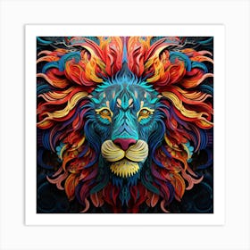 Colorful Lion Head Art Print