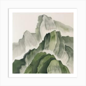 Japanese Watercolour Of Mount Tanigawa 2 Art Print