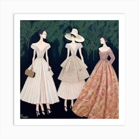 Three Ladies In Dresses Art Print