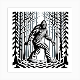 Bigfoot In The Woods Art Print