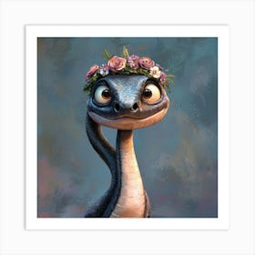 Snake With Flowers On Its Head Poster