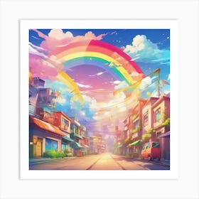 Rainbow Over A City 1 Art Print