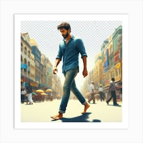 Man Walking In The City Art Print