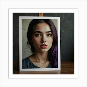 Portrait Of A Girl With Purple Hair Art Print