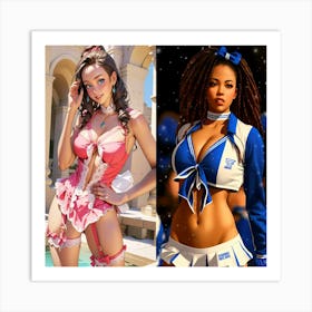 Two Cheerleaders Art Print