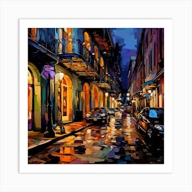 New Orleans Street At Night Art Print