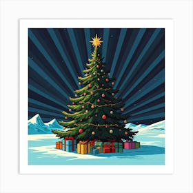 Christmas tree on ice Art Print