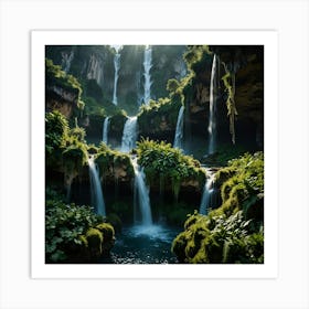 Waterfalls In The Forest 1 Art Print