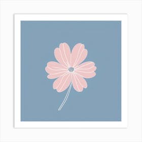 A White And Pink Flower In Minimalist Style Square Composition 658 Art Print