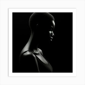 Silhouette Portrait Of African Woman Art Print