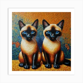 Pair of Siamese cats Art Print