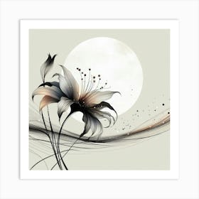 Flower With Moon Art Print