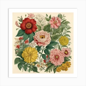 Victorian Flowers Art Print