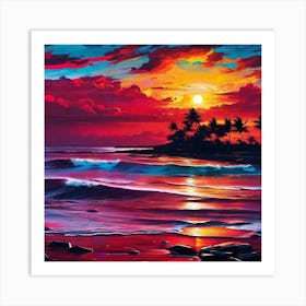 Sunset At The Beach 231 Art Print