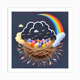 Rainbow In The Nest 1 Art Print