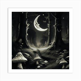 Moonlight In The Forest Art Print