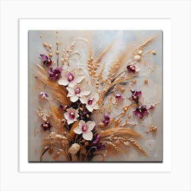 Pattern with Wheat Orchid flowers 1 Art Print