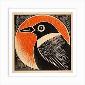 Retro Bird Lithograph Penguin 1 Art Print