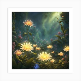 Lotus Flowers In The Forest Art Print