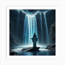 Jesus At The Waterfall 2 Art Print