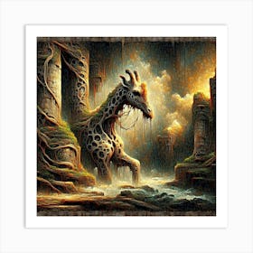 Giraffe In The Forest Art Print