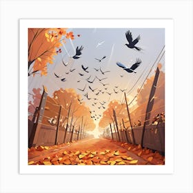 Autumn Birds Flying In The Sky 2 Art Print