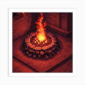 Pixel Fire Pit 1 Art Print