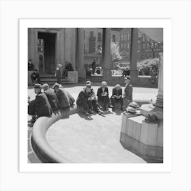 Unemployed Men Sitting In Public Square In The Minneapolis Gateway District, Minnesota By Russell Lee Art Print